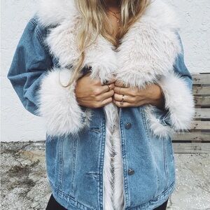 Lil Bees Bohemian /// SUGAR MOMMA FUR TRIM & DENIM JACKET *NEW*